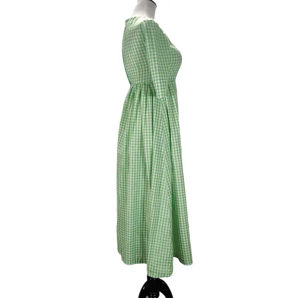 70s Gingham Midi Dress Size XS/S Bright Lime Gree… - image 4