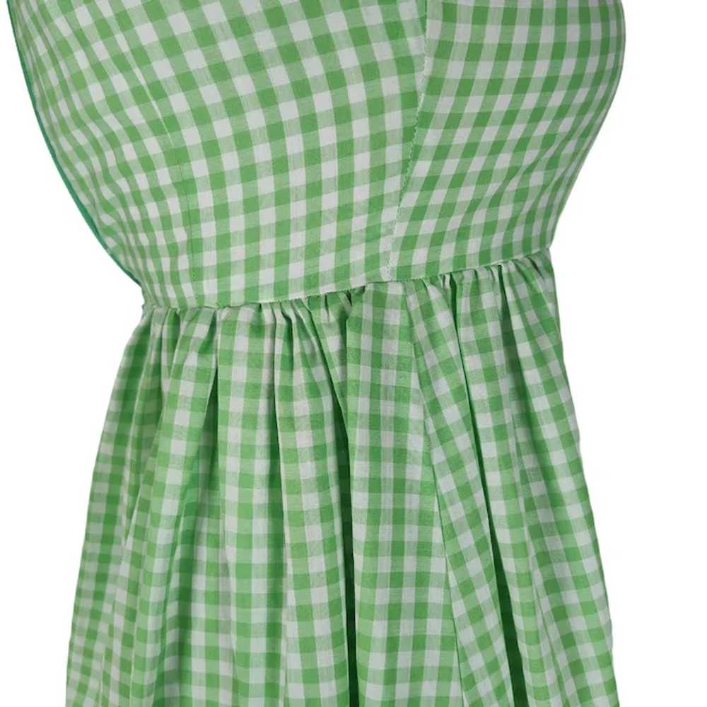 70s Gingham Midi Dress Size XS/S Bright Lime Gree… - image 6