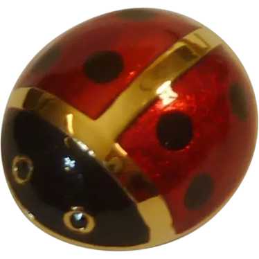 Red Enamel Lady Bug Pin Brooch - image 1