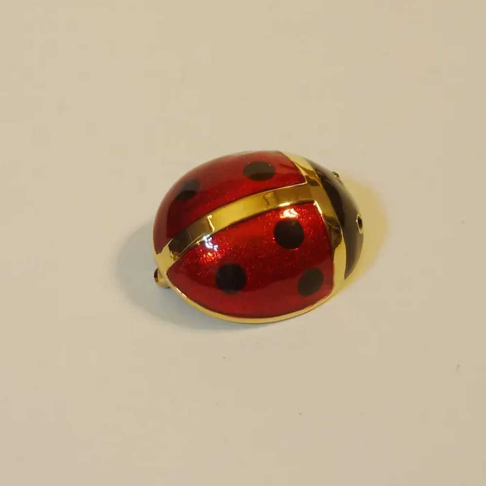 Red Enamel Lady Bug Pin Brooch - image 2