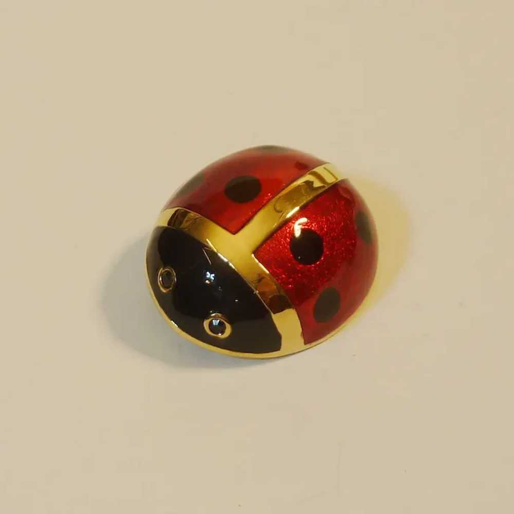 Red Enamel Lady Bug Pin Brooch - image 4