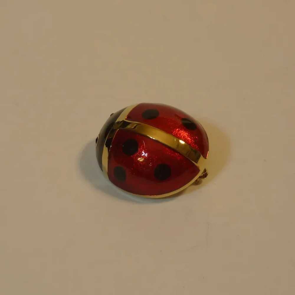 Red Enamel Lady Bug Pin Brooch - image 5