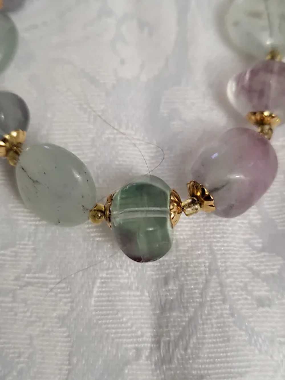 Fluorite Vintage 1940's Necklace with Brass Metal… - image 6
