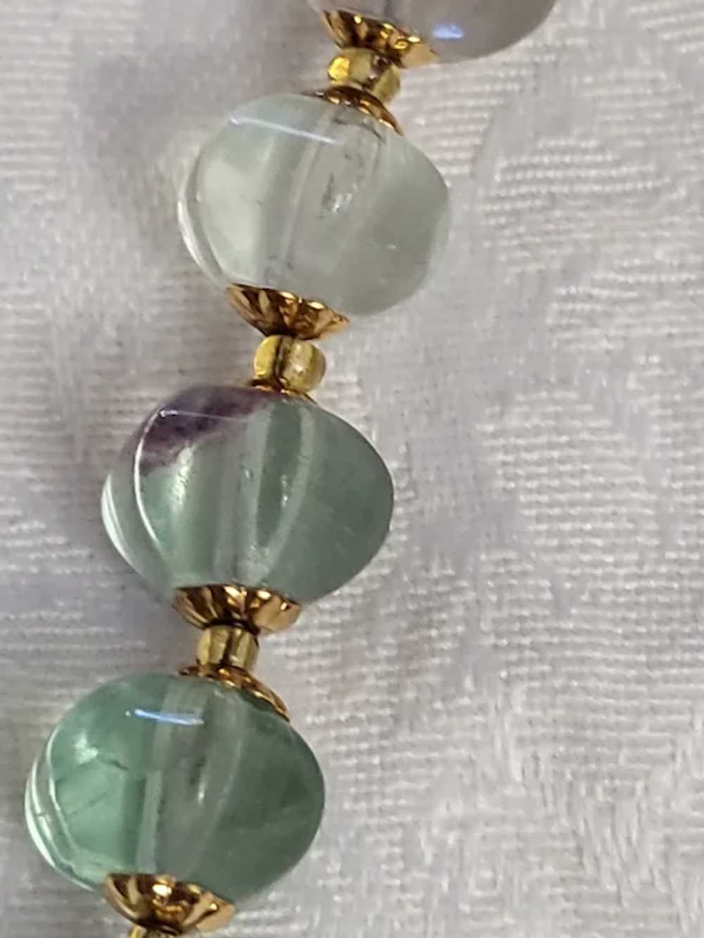 Fluorite Vintage 1940's Necklace with Brass Metal… - image 7