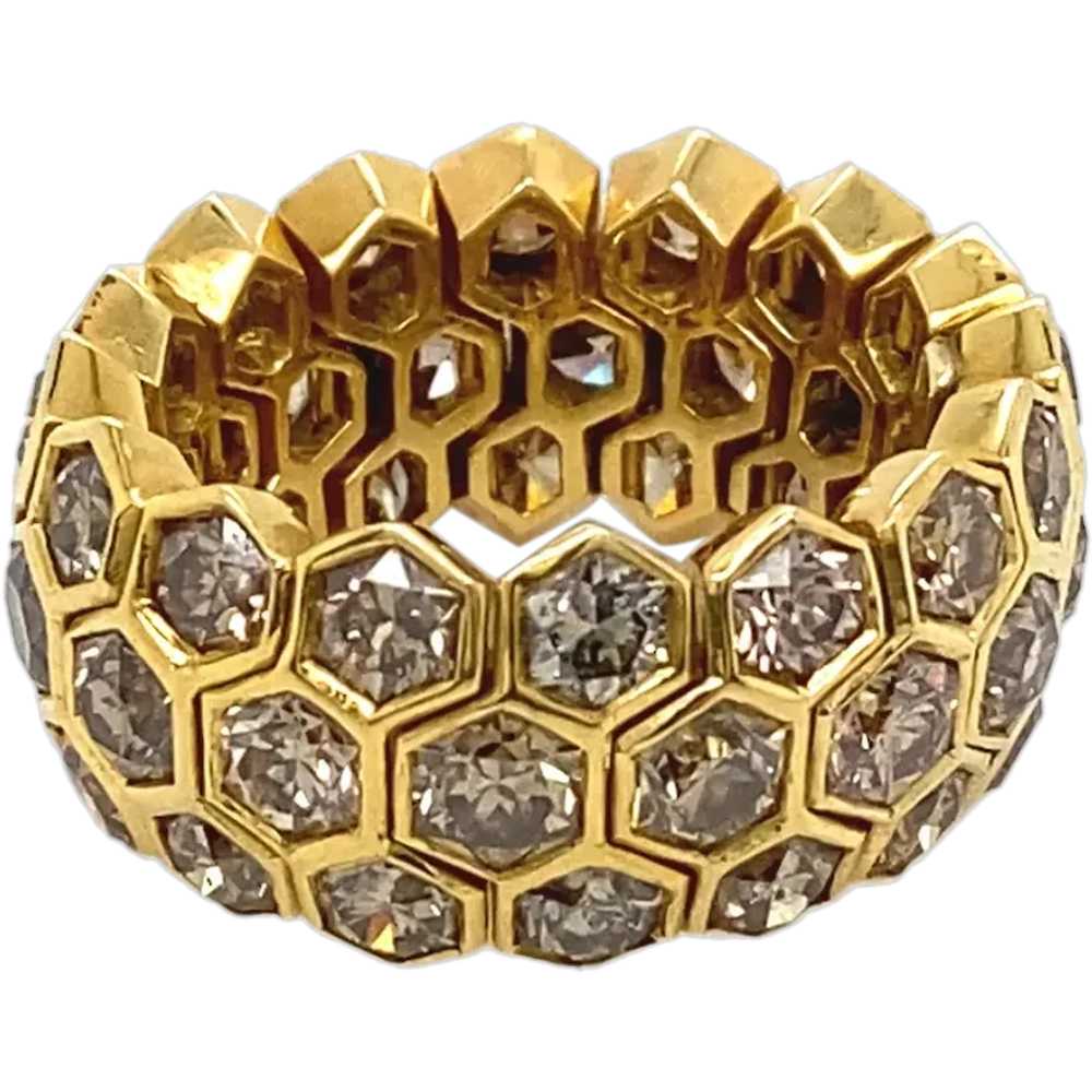 18K Yellow Gold Fancy Color Diamond Band - image 1