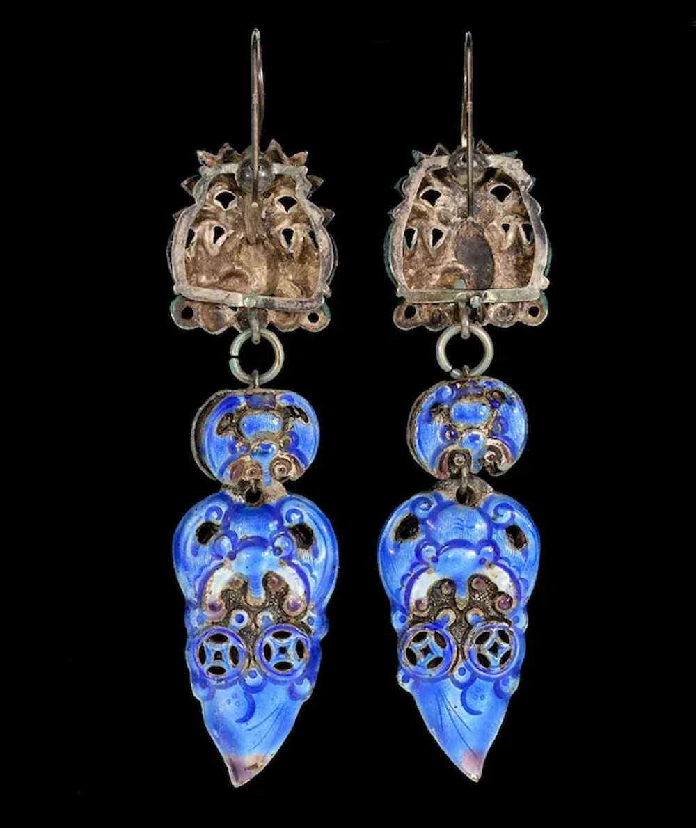 Antique Chinese Qing Dynasty Enamel Wedding Earri… - image 6