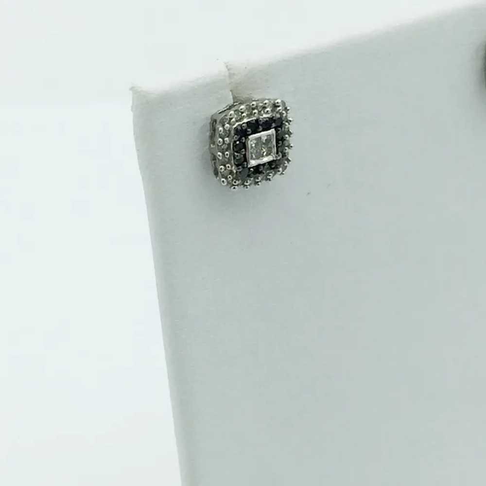 10K White Gold .50ctw Black and White Diamond Ear… - image 4