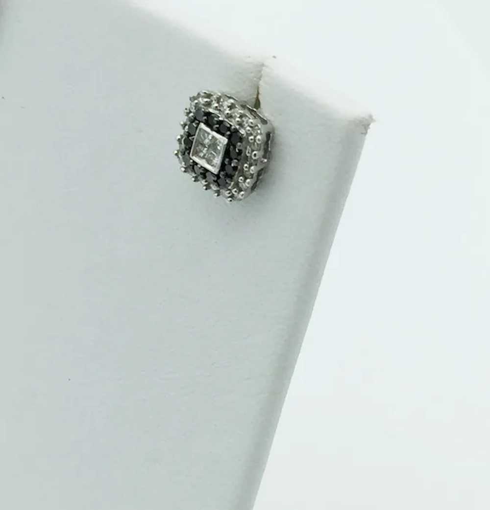 10K White Gold .50ctw Black and White Diamond Ear… - image 7