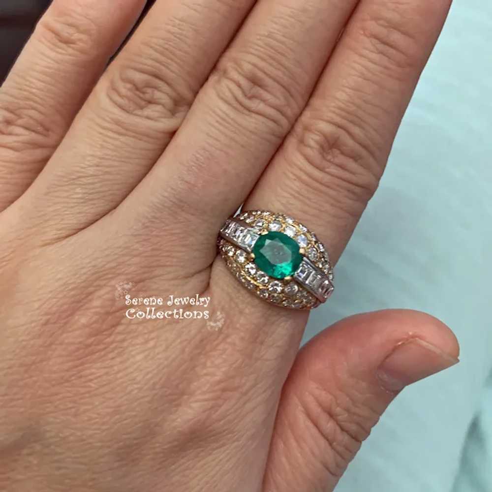 1CT Emerald Diamond 18k Yellow Gold Ring Vintage … - image 11