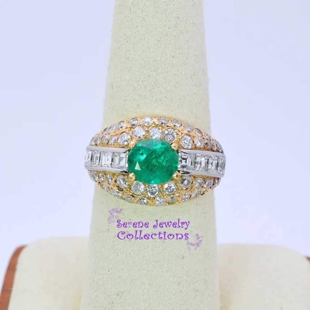 1CT Emerald Diamond 18k Yellow Gold Ring Vintage … - image 12