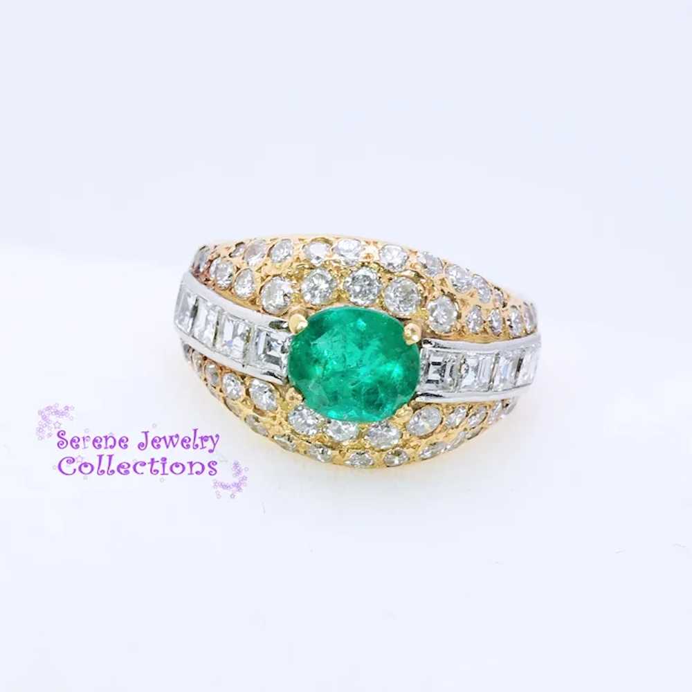 1CT Emerald Diamond 18k Yellow Gold Ring Vintage … - image 6