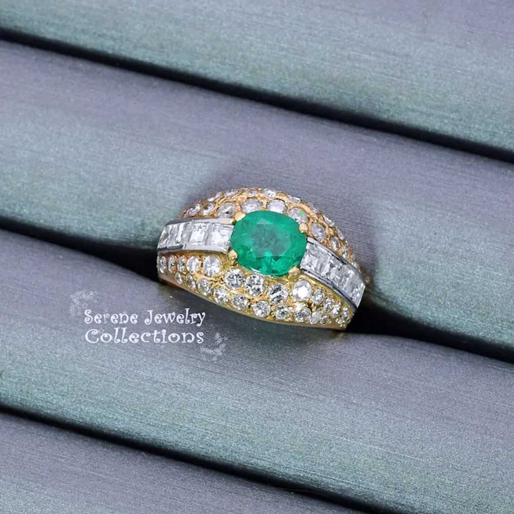 1CT Emerald Diamond 18k Yellow Gold Ring Vintage … - image 9