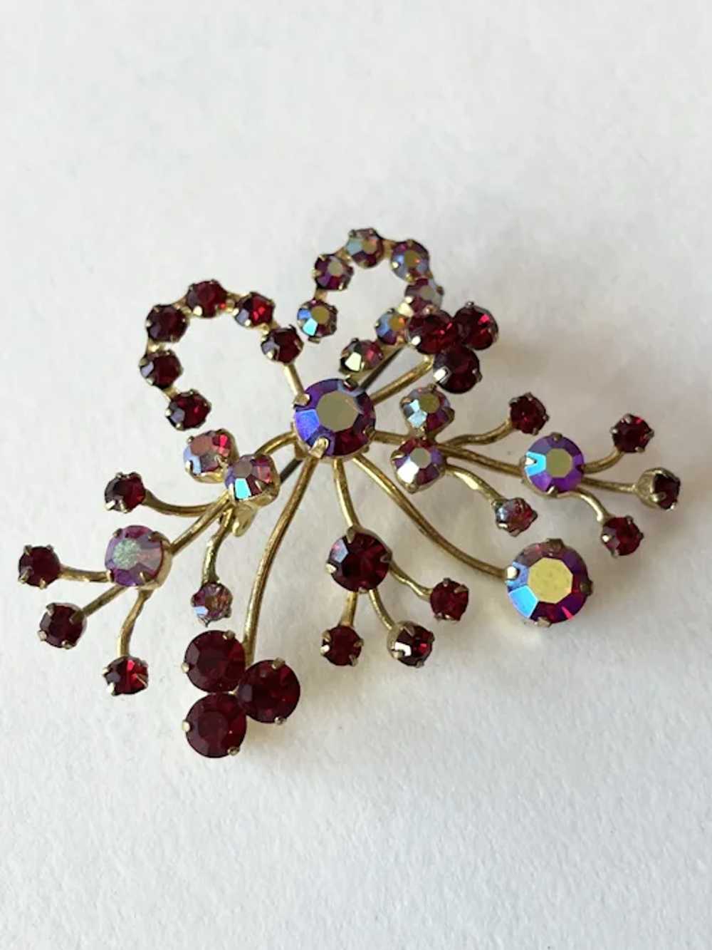 Vintage Made in Austria Red Rhinestone Brooch Pin - image 2