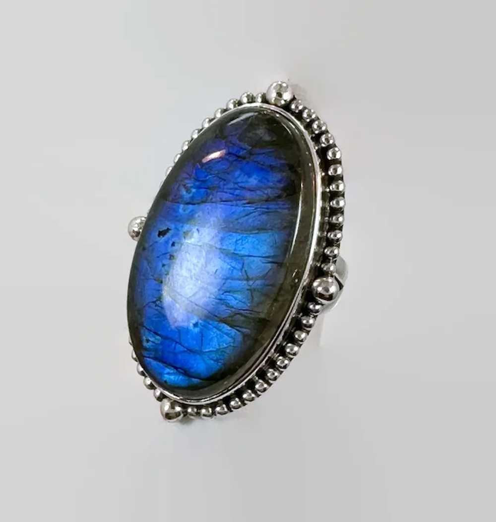 Labradorite Ring, Sterling Silver, Blue Stone, Si… - image 2