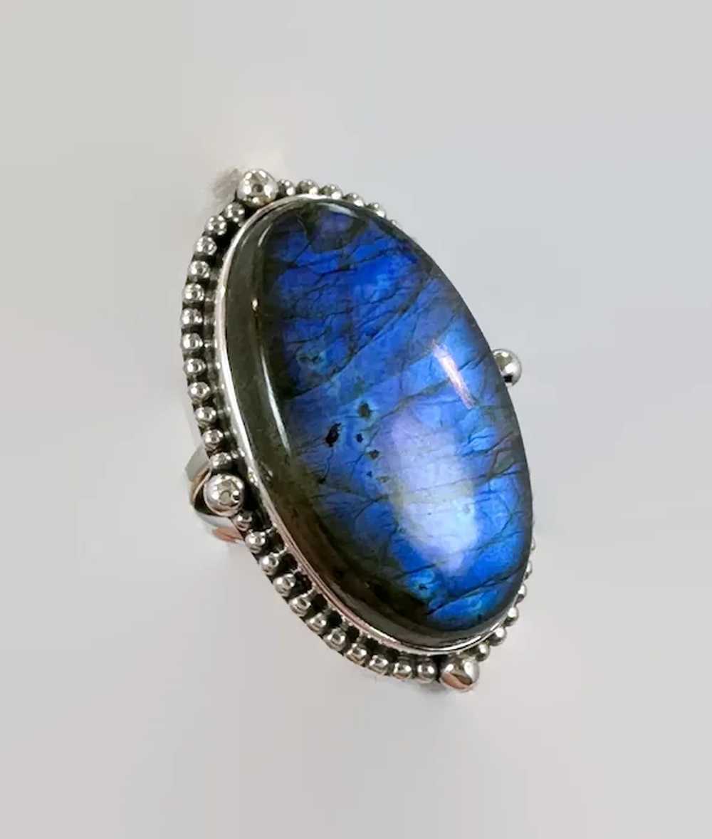 Labradorite Ring, Sterling Silver, Blue Stone, Si… - image 3