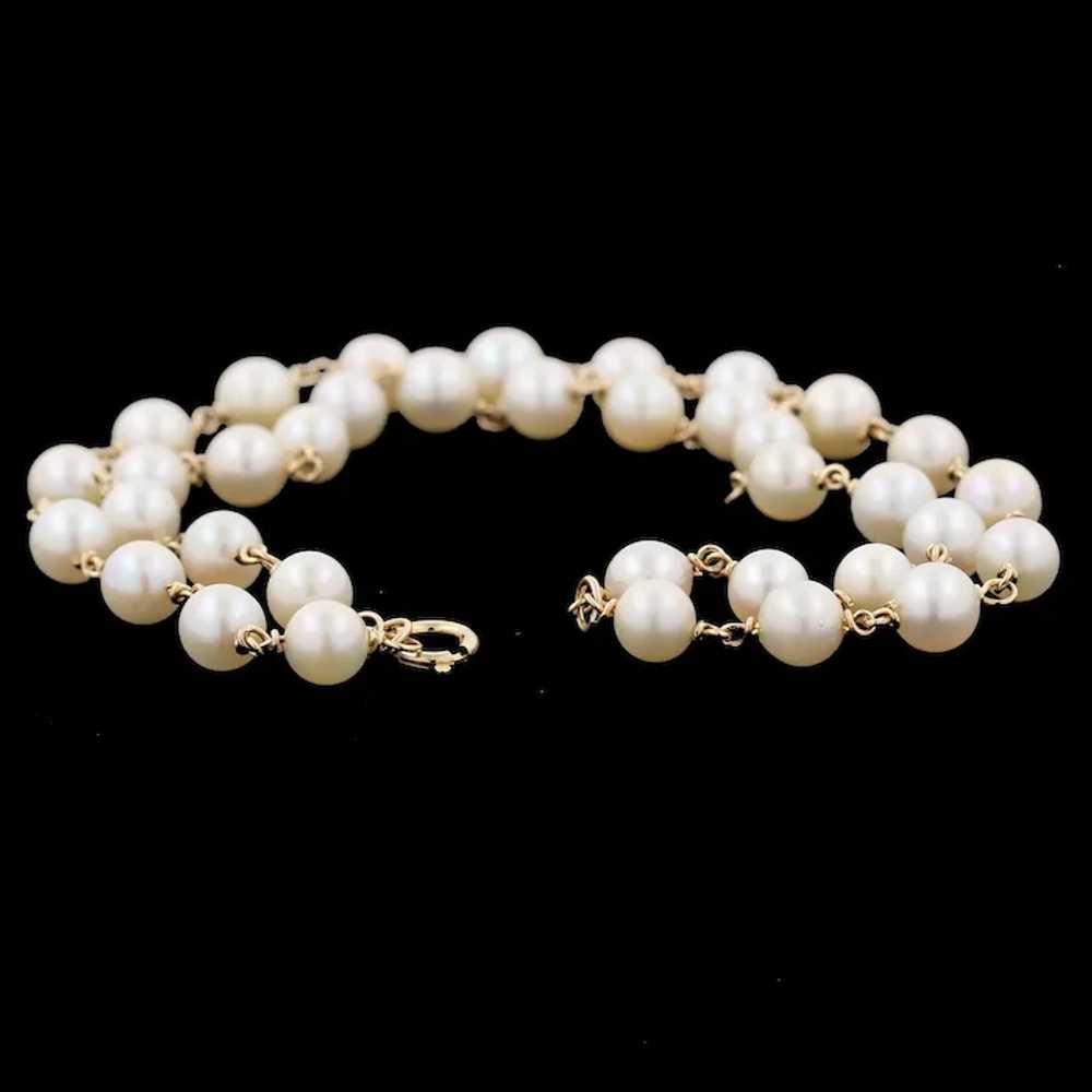 Vintage Two-Strand Freshwater Pearl Bracelet 14K … - image 3