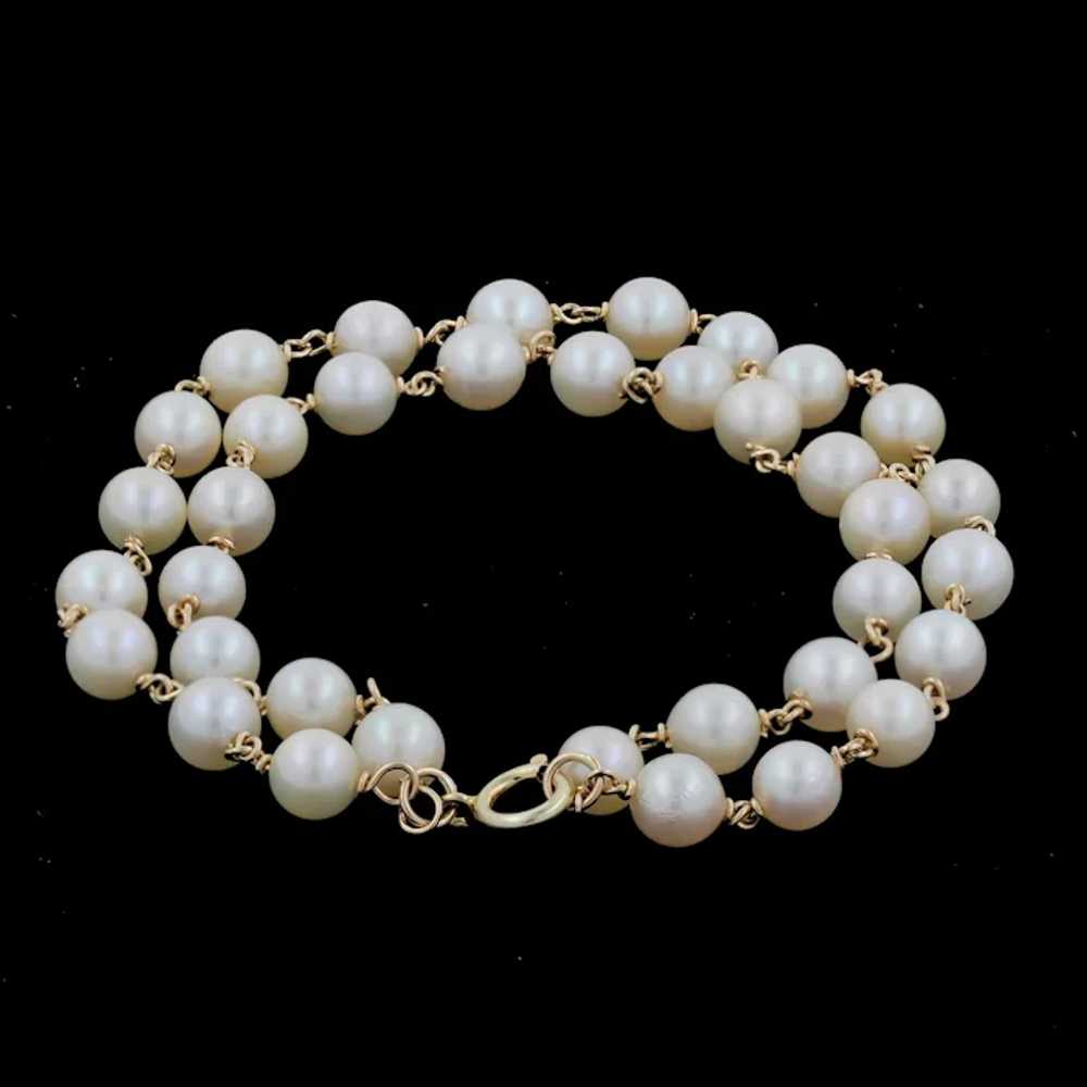 Vintage Two-Strand Freshwater Pearl Bracelet 14K … - image 4