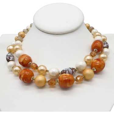 Coro Double Strand Multi-Color Bead Necklace - image 1