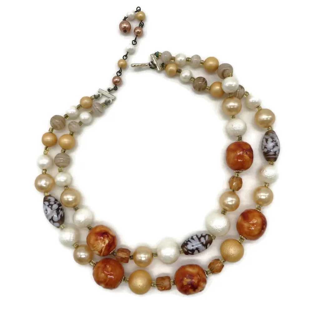 Coro Double Strand Multi-Color Bead Necklace - image 3