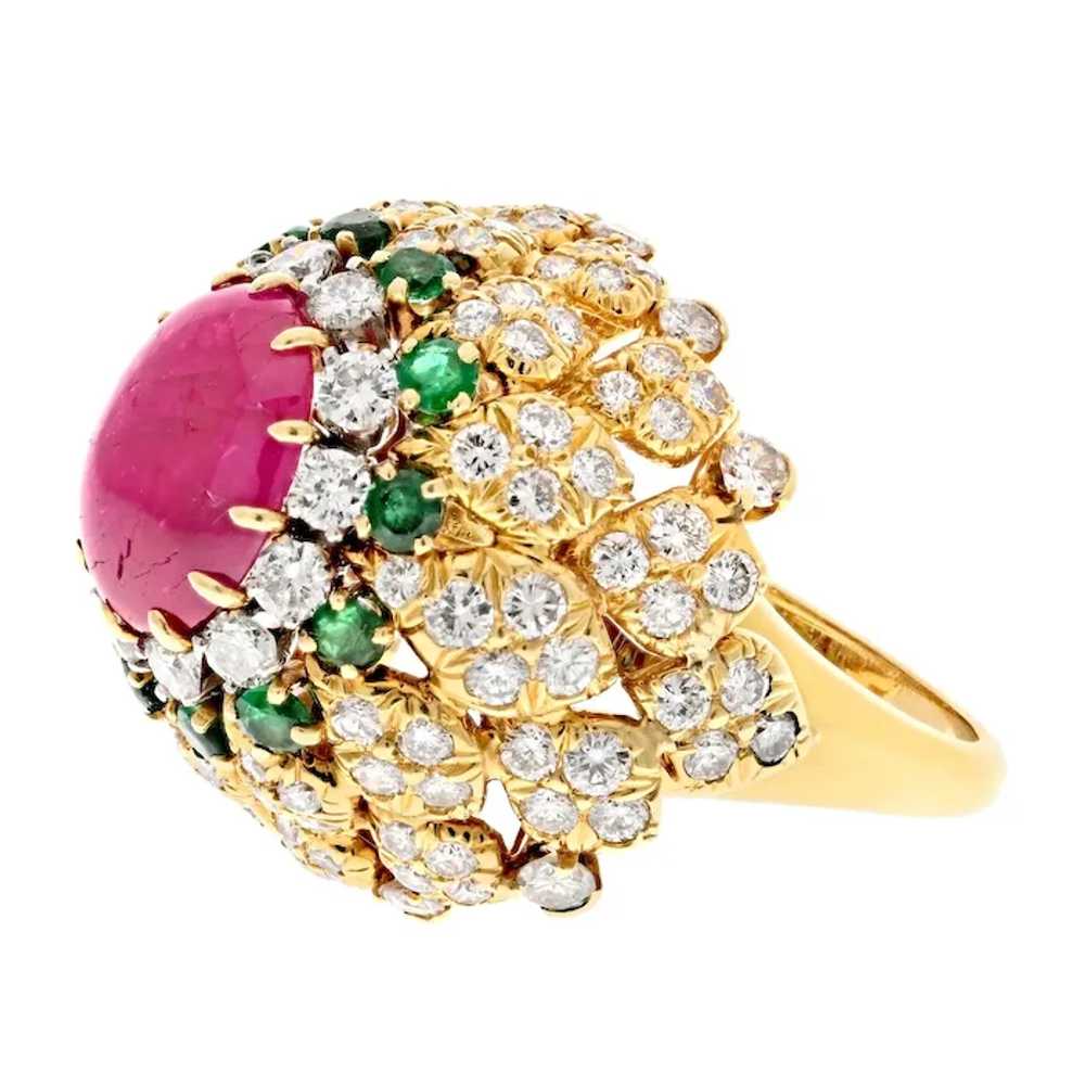 David Webb 18K Yellow Gold 1970's Ruby, Diamond a… - image 2