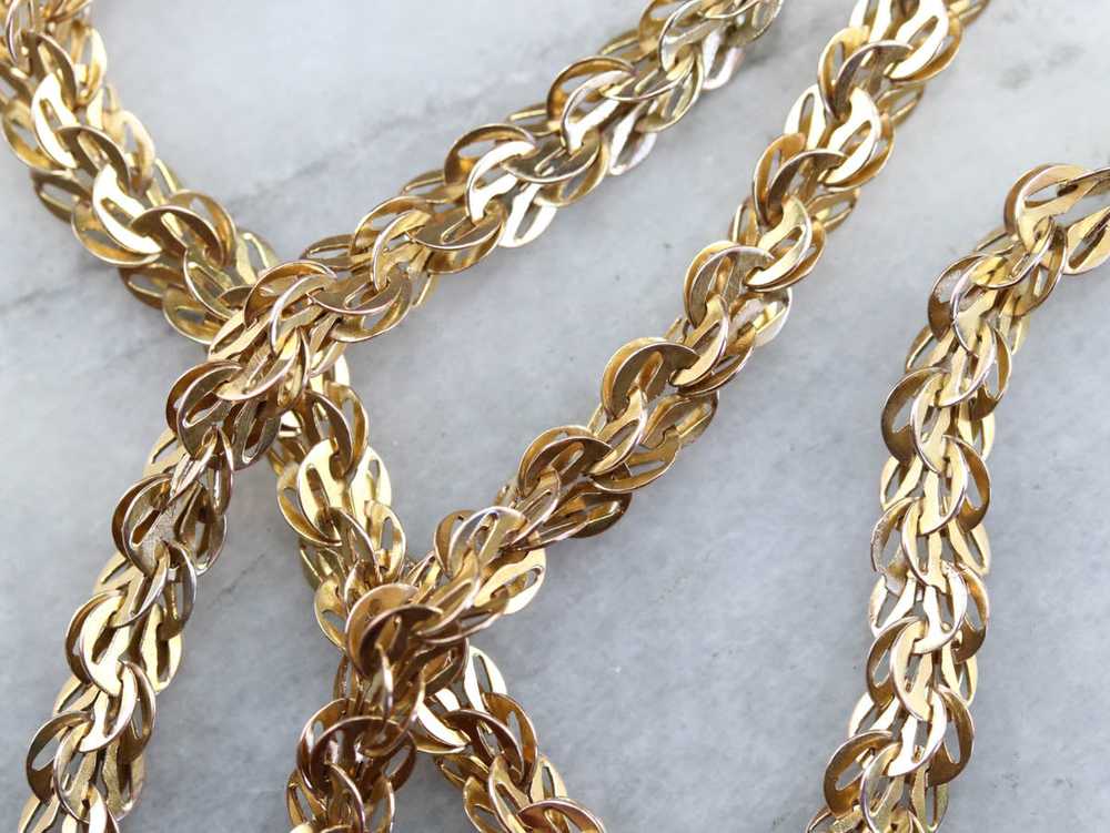 Antique Gold Woven Link Chain - image 5