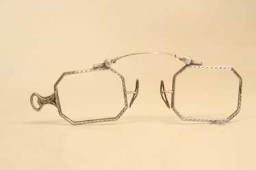 Edwardian Pince Nez Spectacle Glasses and Clamshell Case