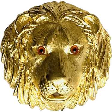 Vintage Lion Head Belt Buckle - image 1