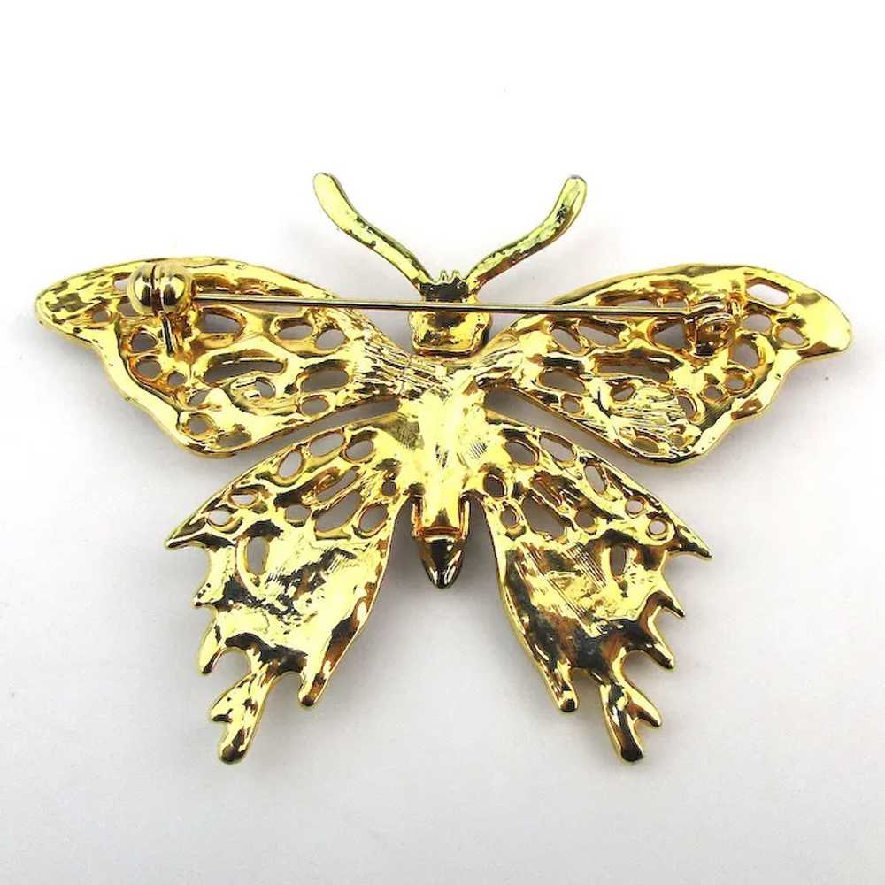 Vintage Rhinestone Enamel Butterfly Pin Brooch - image 3