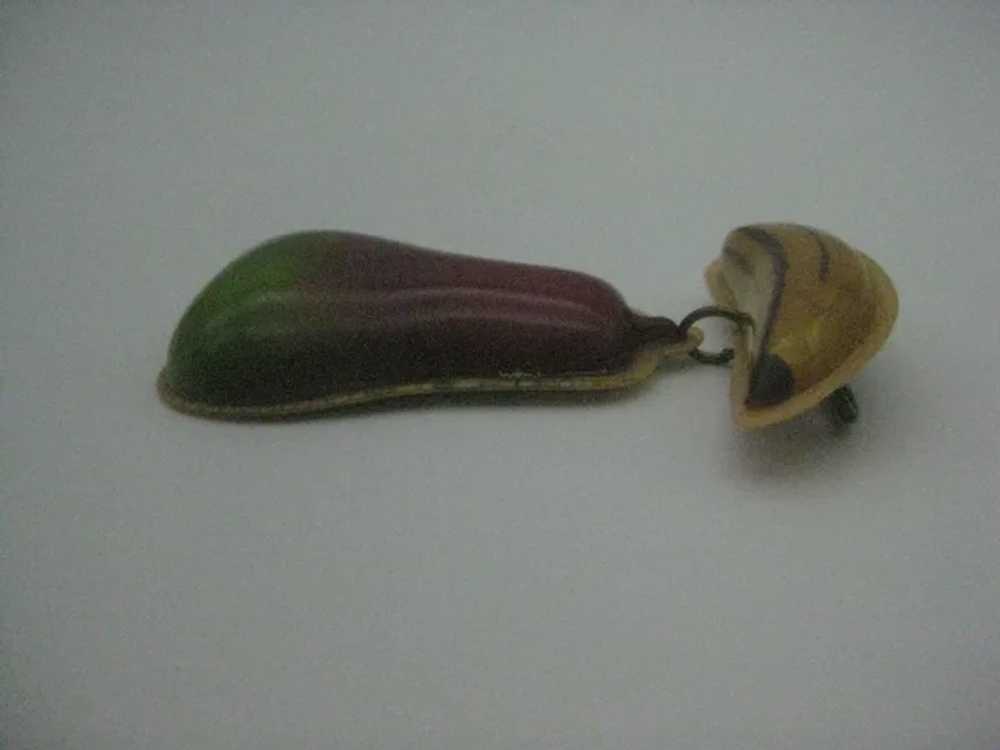 Banana pear dangle yellow green red celluloid pin… - image 6