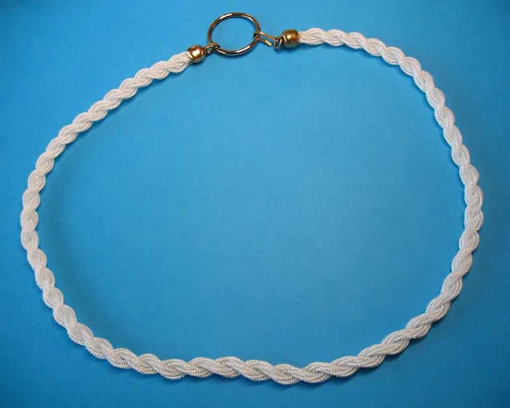 Vintage Twisted White Bead Necklace - image 2