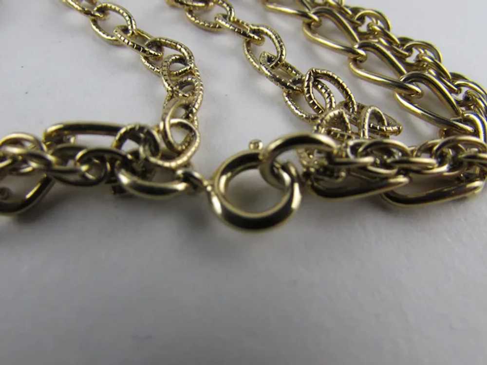 Triple Strand Gold Tone Chain Necklace With Ename… - image 12
