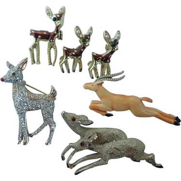 Vintage Deer & Antelope Scatter Pins Brooches