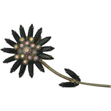 Flower daisy stemmed rhinestone black aurora bore… - image 1