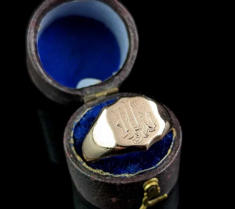 Antique 9k Rose gold signet ring, Art Deco, Monog… - image 7
