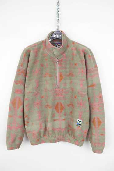 Vintage 1990s Patterned Fleece Quarter Zip Sweater / Outdoorsman / 90s  Sweater / Streetwear / Hiking / Fleece Zip up / 90s Fleece / Abstract -   Canada