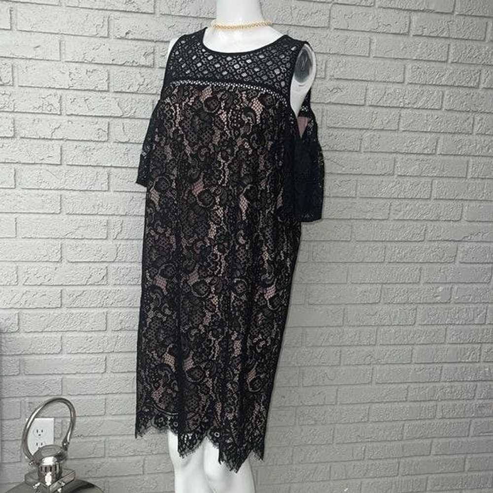 Other Loft Lace Cold Shoulder Black Dress Size 12 - image 3