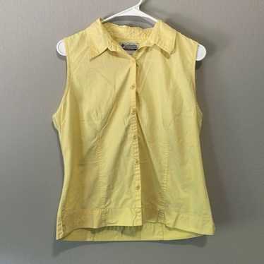 Columbia PFG Fishing Button Down Mens LS Yellow Shirt Size Medium