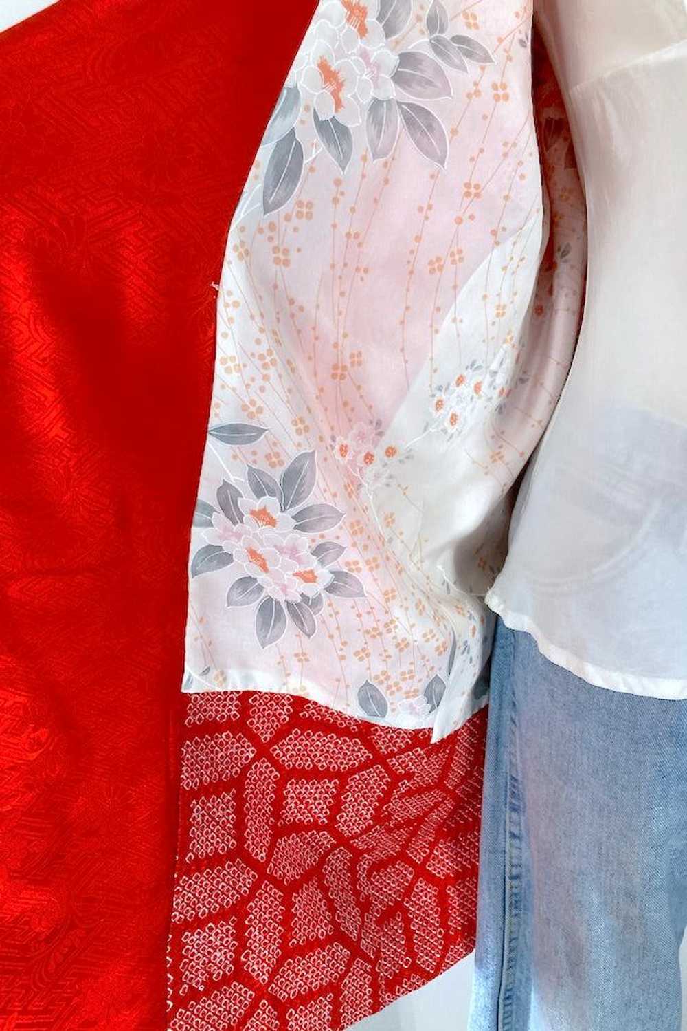 Vintage Red Shibori Silk Kimono Jacket - image 5