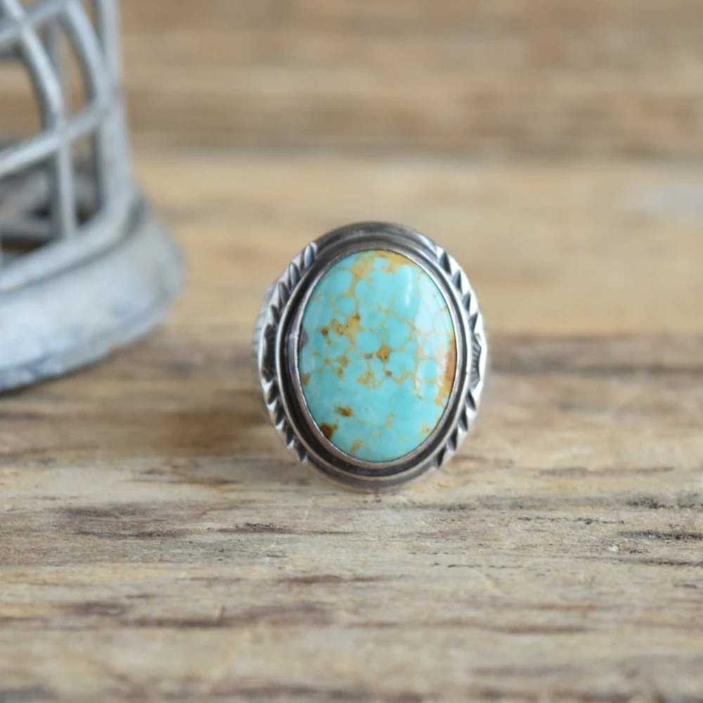 Navajo Will Denetdale Navajo Turquoise Ring - Siz… - image 2