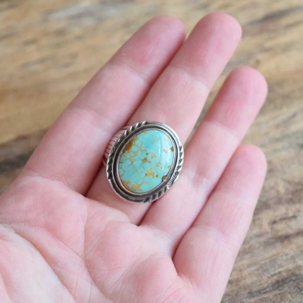 Navajo Will Denetdale Navajo Turquoise Ring - Siz… - image 4