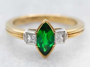 Modern Tsavorite Garnet and Diamond Ring - image 1