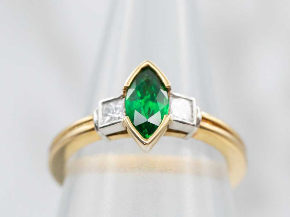 Modern Tsavorite Garnet and Diamond Ring - image 4