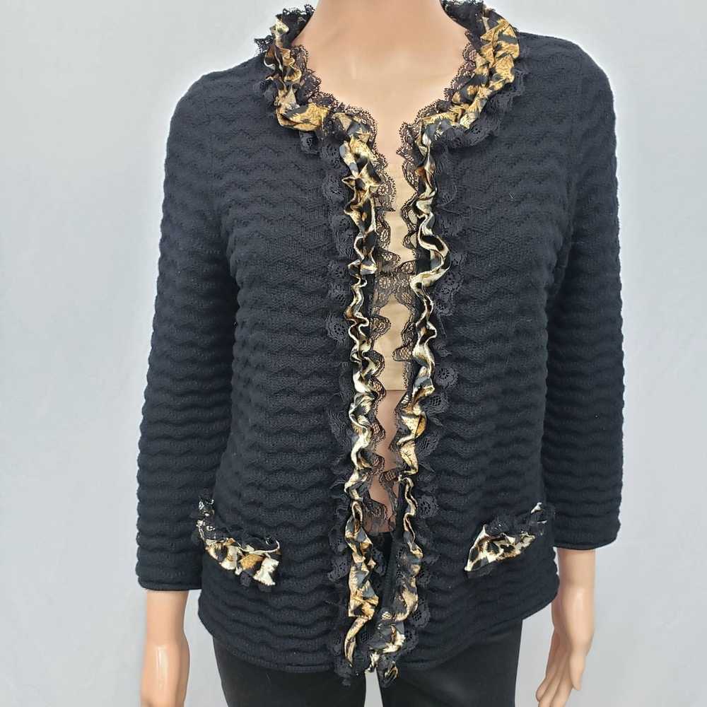 Chicos Chicos Cardigan Sweater Animal Print Lace … - image 1