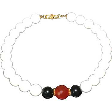 White Shell Designer Necklace with Carnelian and B