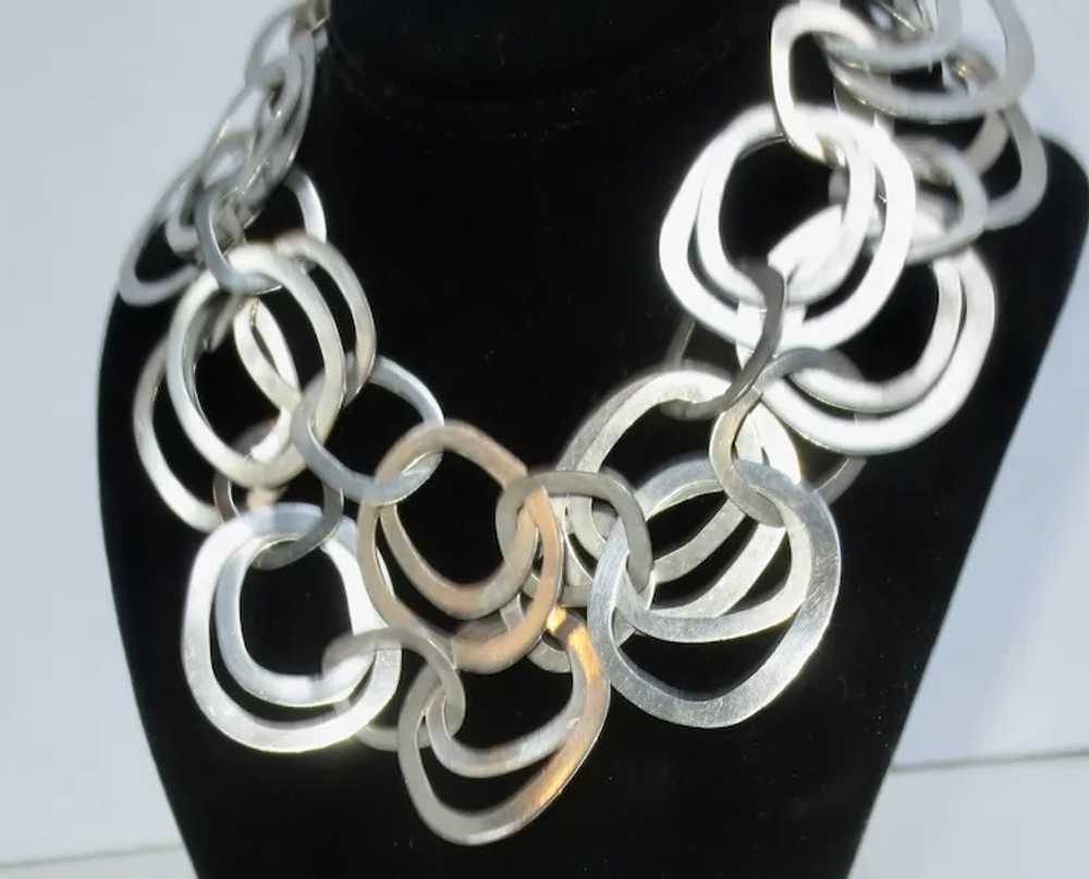 Sterling Silver Art Brut Necklace circa 1970s' - image 5