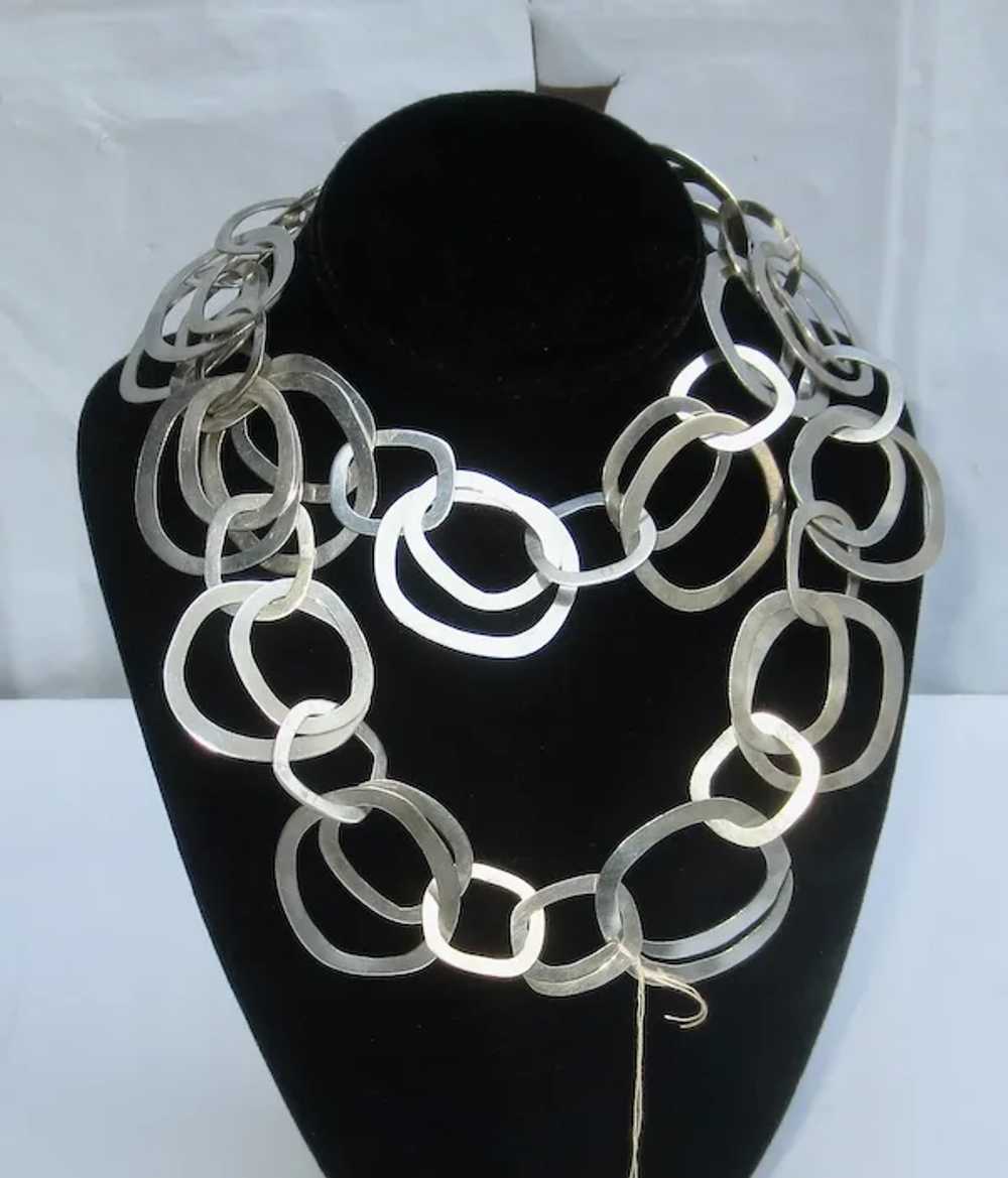 Sterling Silver Art Brut Necklace circa 1970s' - image 7