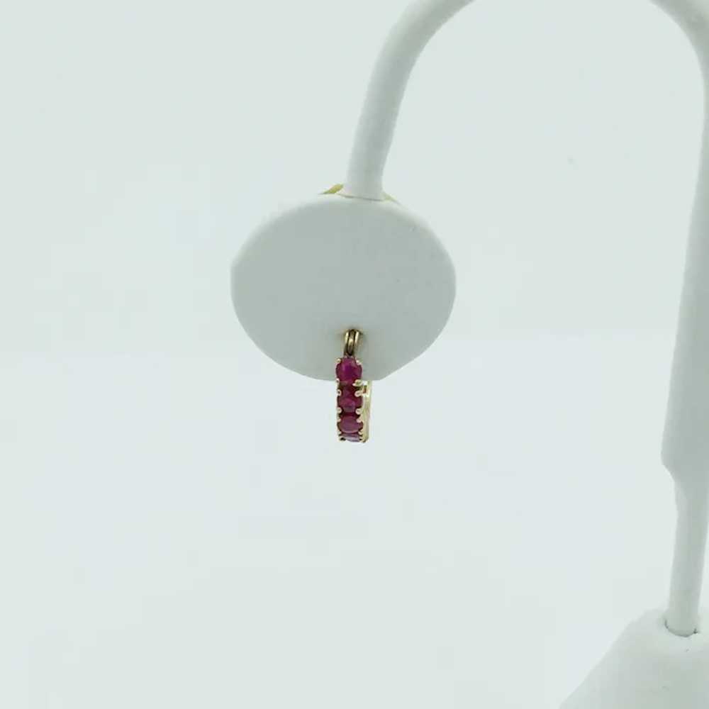 10K Ruby Hoop Earrings - image 3