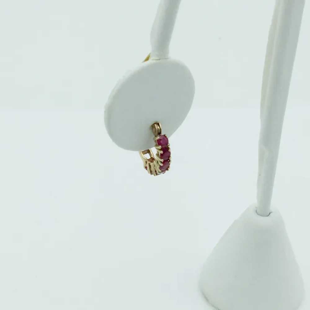 10K Ruby Hoop Earrings - image 4