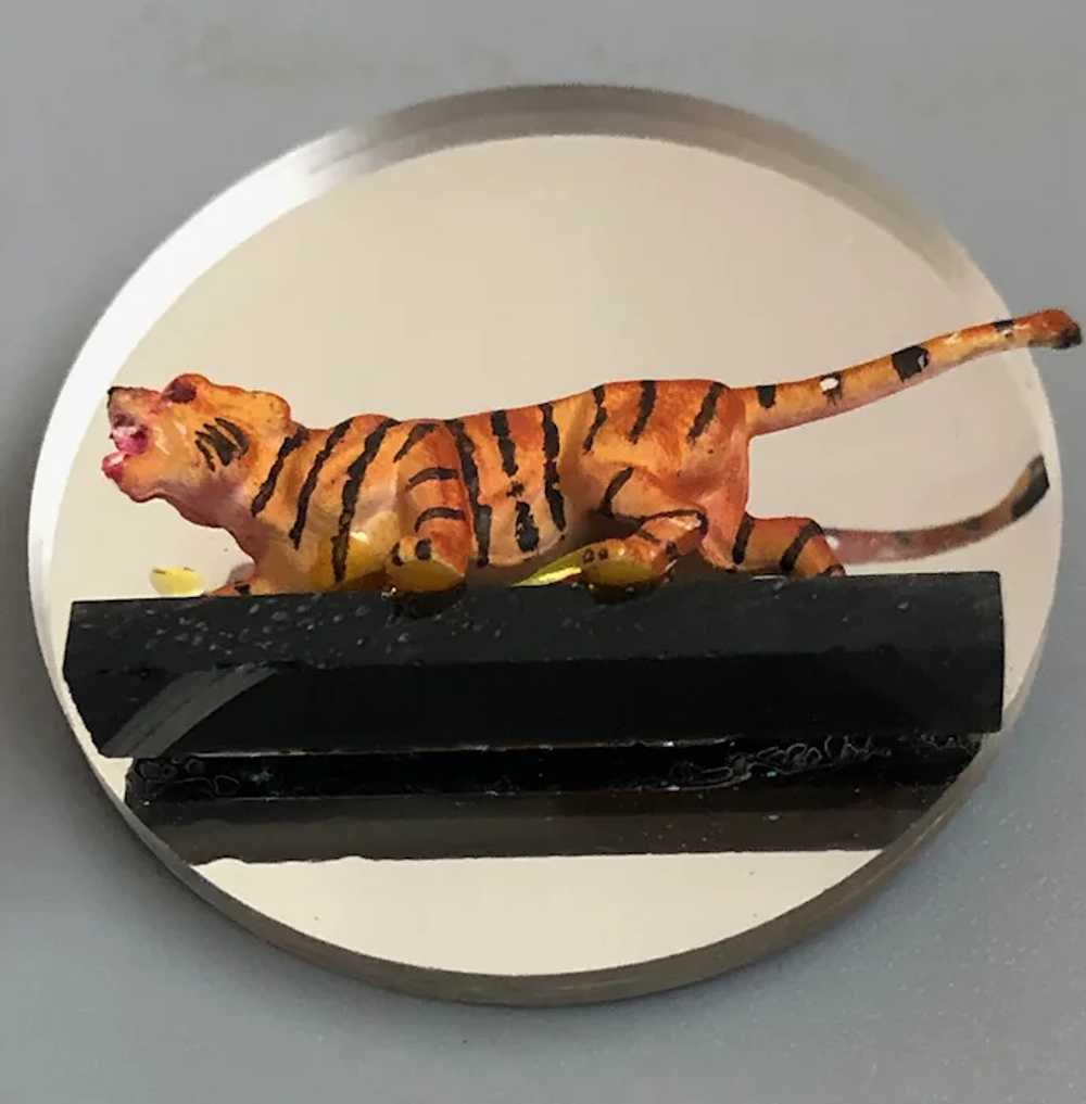 Wild tiger on mirror brooch wildlife animal jewel… - image 2