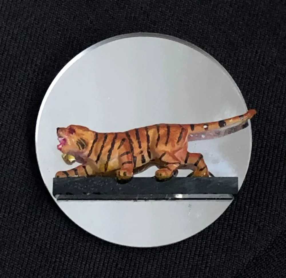 Wild tiger on mirror brooch wildlife animal jewel… - image 3